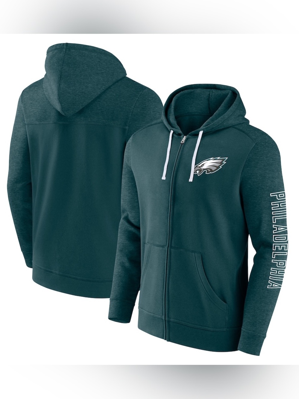 Women's Midnight Green Full-Zip Hoodie Jacket Philadelphia Eagles Logo
